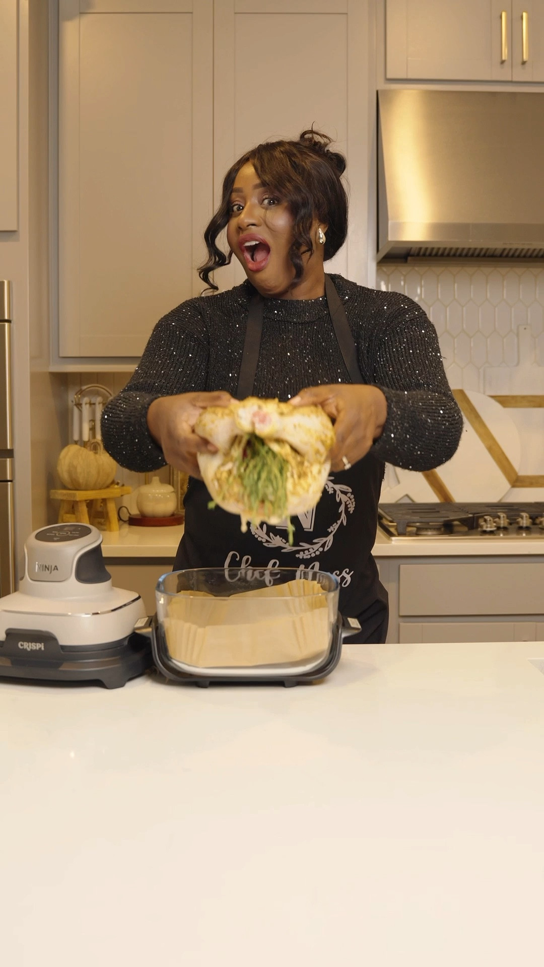 The holiday season is approaching which means more hosting and more cooking. You know Chef Nadine will hook you up with some good dishes.
Luckily, with my Ninja CRISPI @ninjaKitchen I can take on those holiday spreads with ease from crispy appetizers to shareable mains! It fits larger food loads and delivers crispier, faster results that make entertaining completely stress-free.
We can cook EVEN MORE food this holiday season and actually enjoy it too!
Au Menu:
Roasted whole chicken with potatoes and carrots.
#NinjaCRISPI
#HolidayCooking 

#LTKGiftGuide #LTKCyberWeek #LTKHoliday