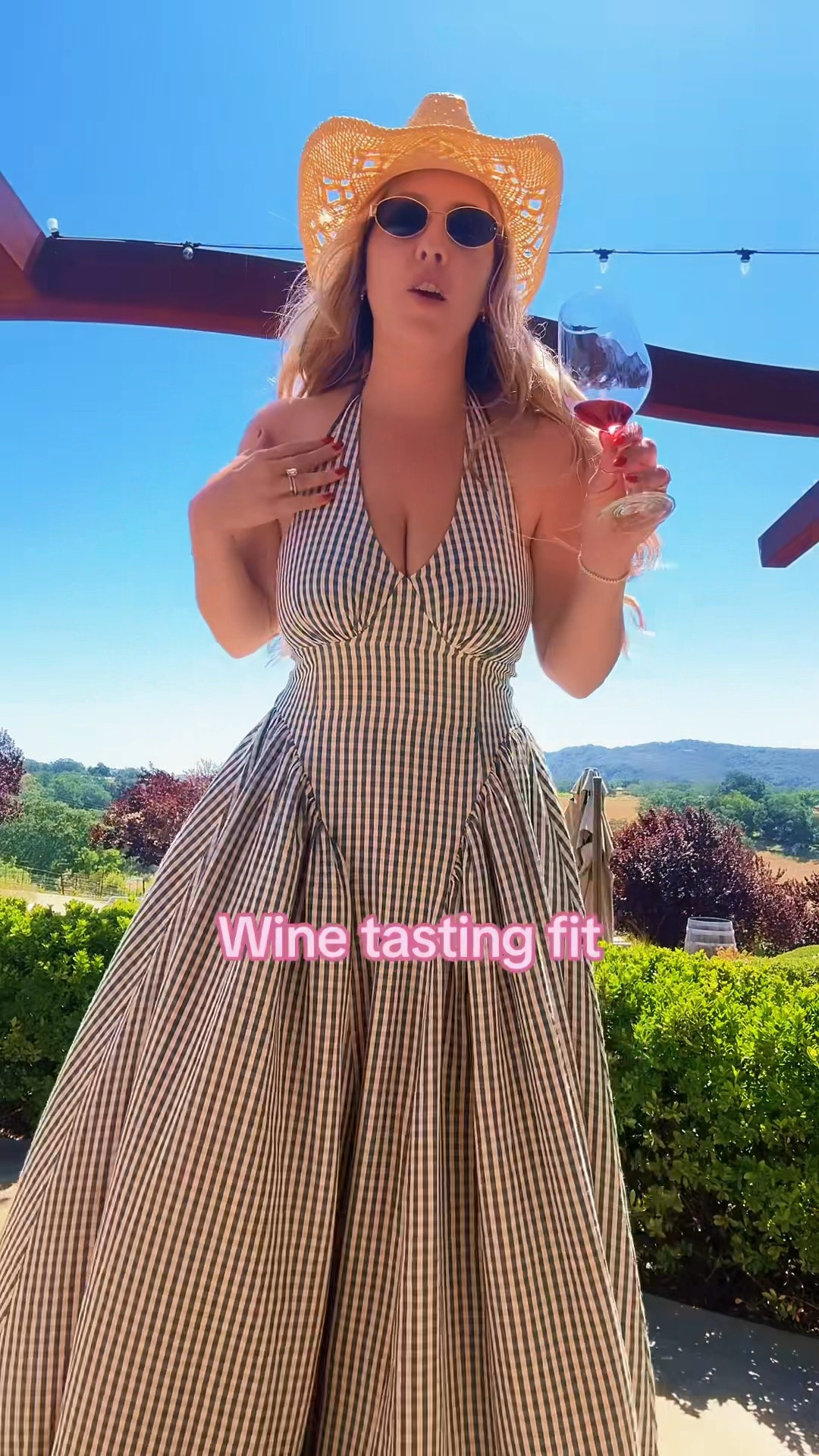 Winery dress
Plaid halter maxi dress
Wine tasting outfit
Vacation dress
Cowgirl straw hat for vacation
Halter dress for fuller bust
Country vacation outfit

#LTKTravel #LTKMidsize #LTKootd