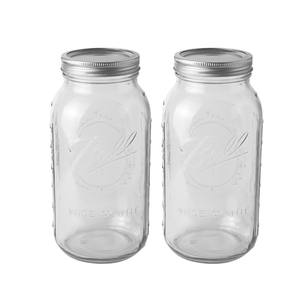 Ball - 64oz Wide Mouth Mason Jars with Lids & Bands 2-Pack Half Gallon Mason Jars Clear Glass for... | Amazon (US)
