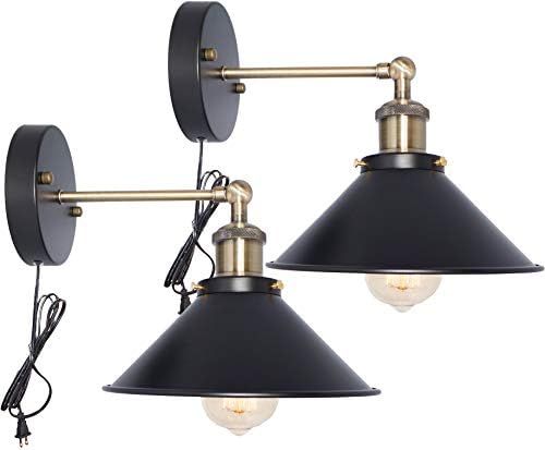 BUYLAND #05 Retro Wall Sconces Light Wall Lamp Plug in Cord with On Off Switch E26 Base Black Wal... | Amazon (CA)