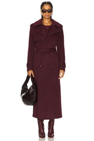 SIMKHAI Rumi Belted Long Coat in Oxblood from Revolve.com | Revolve Clothing (Global)