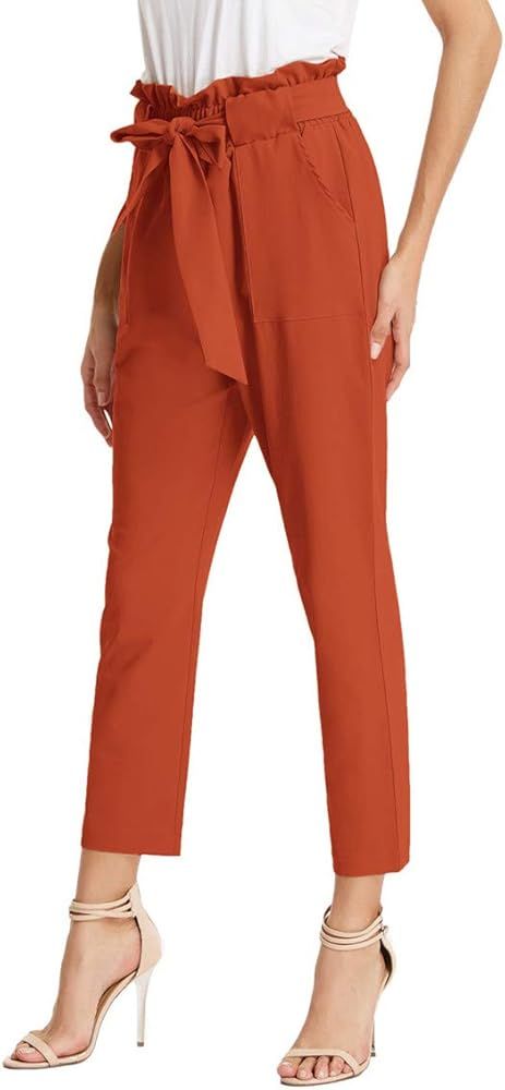 GRACE KARIN Women's Cropped Paper Bag Waist Pants with Pockets | Amazon (US)