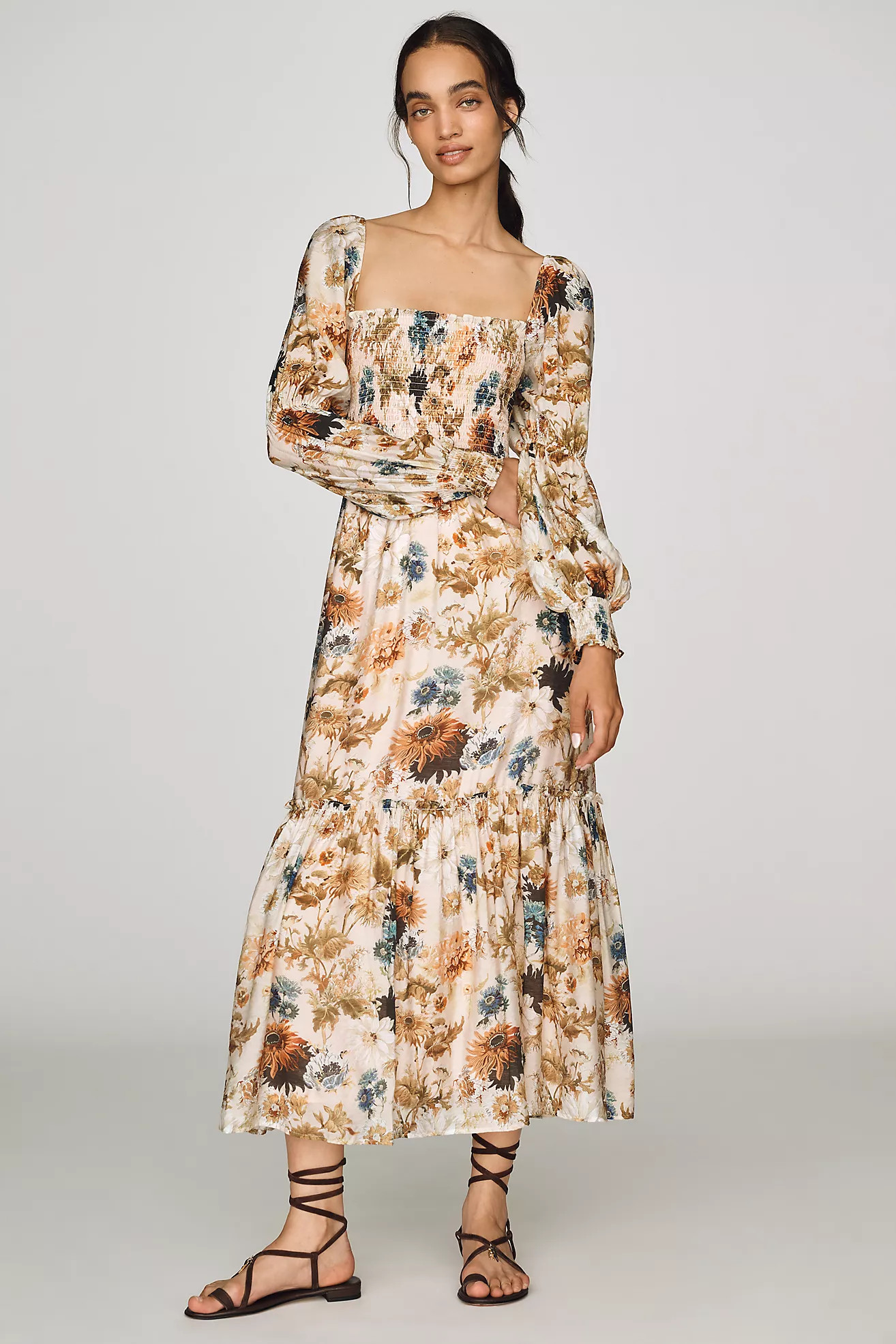 Puff Sleeve Midi Dress | Anthropologie (US)