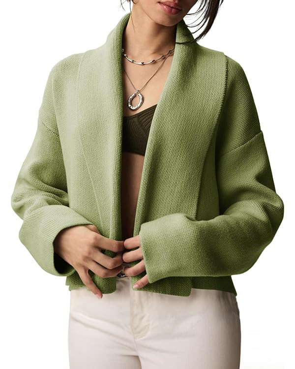 Saodimallsu Womens Cropped Cardigan Sweaters Formal Shawl collar Cardigans | Open Front,2026 Fall... | Amazon (US)