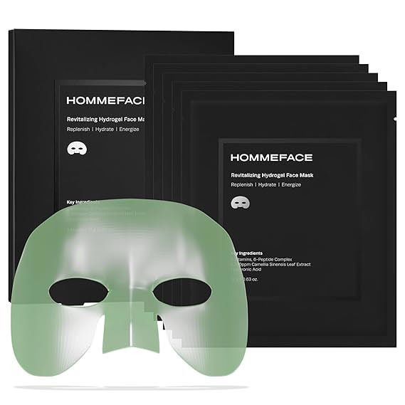 HommeFace Men’s Revitalizing Hydrogel Facial Mask Set (5ct) - Hydrating, Beard-Friendly, Anti-A... | Amazon (US)