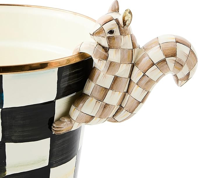 MACKENZIE-CHILDS Pot Climber, Outdoor Planter Hanging Decor, Brown-and-White Mocha Check Squirrel | Amazon (US)