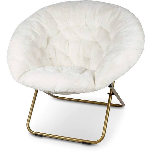 Milliard Cozy X-large Faux Fur Saucer Chair - White | Bed Bath & Beyond