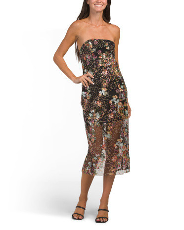 Strapless Embroidered Sequin Cocktail Dress | TJ Maxx