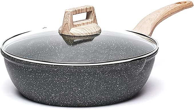 Carote Nonstick Deep Frying Pan with Lid, 12 Inch Skillet Saute Pan Induction Cookware, Non Stick... | Amazon (US)