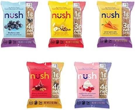 Keto Snack Cakes by Nush - Mixed Flavor Case (10 Cakes) - Made from Flax, Gluten Free, Grain Free, P | Amazon (US)