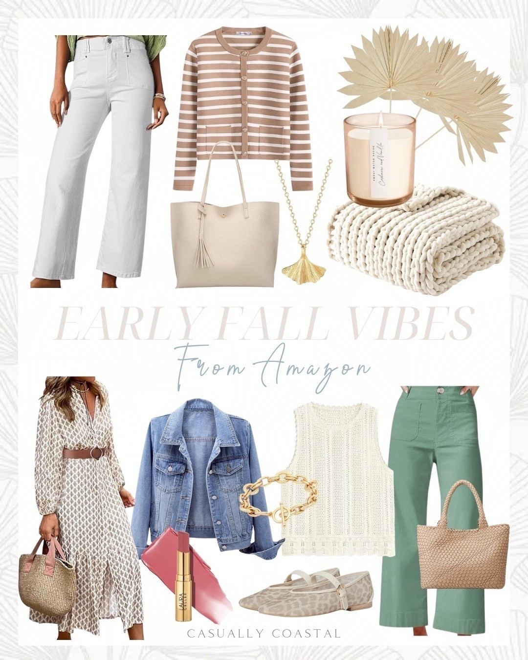 Early Fall Vibes From Amazon

Amazon denim, Amazon jeans, Amazon denim jacket, Amazon throw blanket, Amazon necklace, Amazon purse, Amazon bracelet, Amazon cardigan, Amazon sweater, Amazon white jeans, Amazon maxi dress, Amazon candle, striped cardigan, striped sweater, neutral cardigan, high waisted stretchy denim, soft faux leather tote, Amazon tote bag, coin pendant necklace, chunky Cuban oval link chain bracelet, distressed jean jacket, green trouser jeans, crochet top, dolce vita flats, leopard flats, Amazon flats, Laura Geller jelly balm moisturizing tinted lip balm, woven tote bag, fall maxi dress, chunky throw blanket, large dried palm leaves, coastal decor, sweet water decor cashmere and vanilla candle

#LTKHome