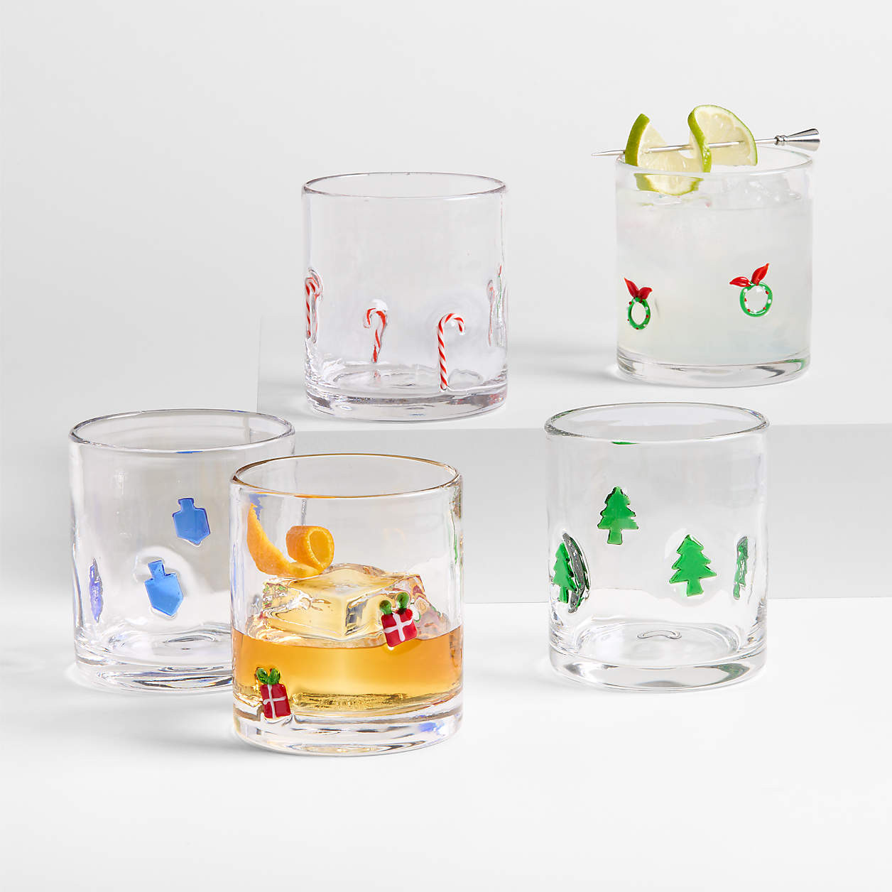 Holiday Presents Icon 15-oz. Double Old-Fashioned Glass + Reviews | Crate & Barrel | Crate & Barrel