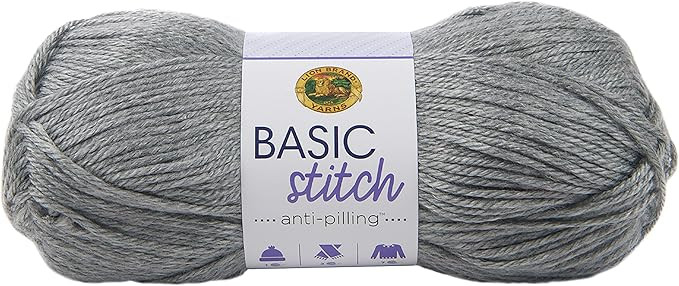 LION BRAND YARN COMPANY Yarn Basic Stitch HEA, Silver Heather | Amazon (US)