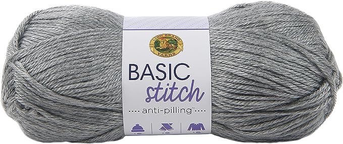 LION BRAND YARN COMPANY Yarn Basic Stitch HEA, Silver Heather | Amazon (US)