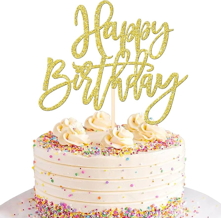 1 PCS Happy Birthday Cake Topper Glitter Happy Birthday Cake Pick for Celebrating Happy Birthday ... | Amazon (US)