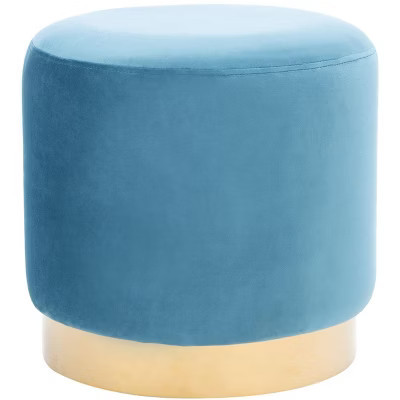 Azai Round Ottoman - OTT7501 - Denim Blue/Gold - Safavieh | Target