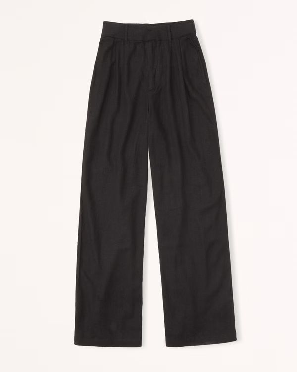 Tailored Linen-Blend Wide Leg Pants | Abercrombie & Fitch (US)