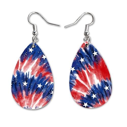 4th of July USA Dangle Earrings Set | Cute Girls Womens Jewelry Earings | Double Sided Print | Ho... | Amazon (US)