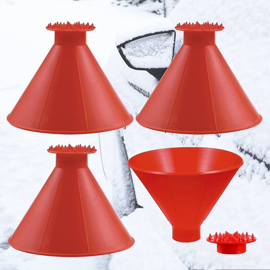 3 Pcs Magical Ice Scrapers for Car Windshield, Round Snow Scraper with Funnel, Cone-Shaped Car Sn... | Amazon (US)