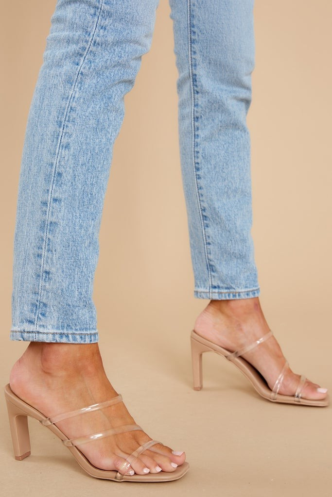 Every Occasion Tan And Clear High Heel Sandals | Red Dress 