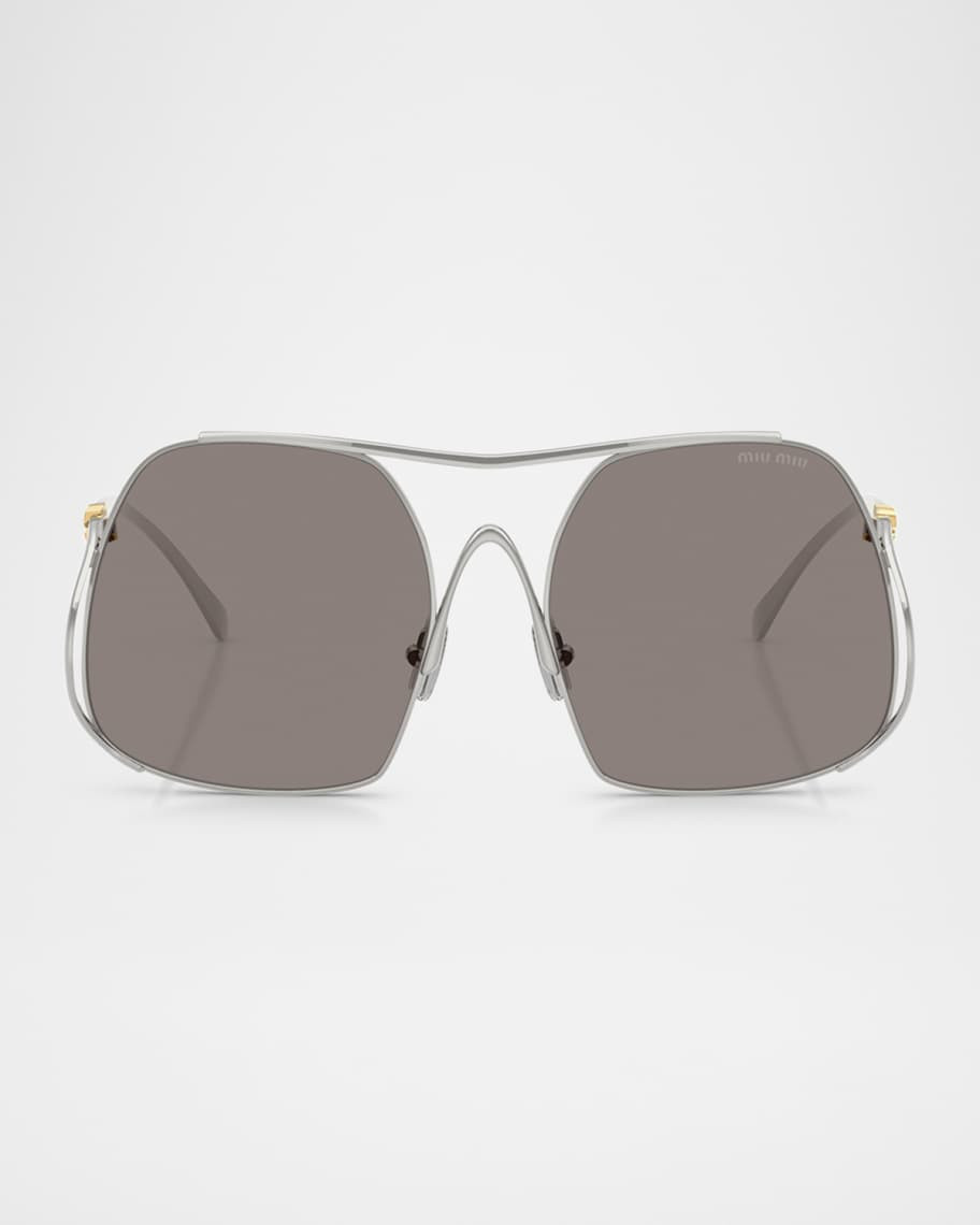 Miu Miu MU A55S Steel Square Sunglasses | Neiman Marcus
