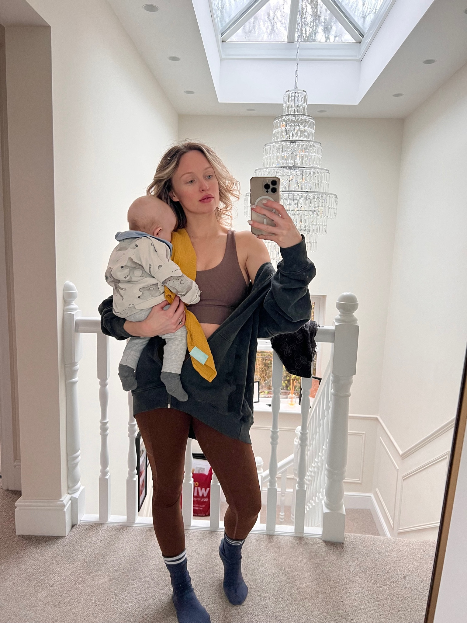 Cosy outfit, gym wear, gym set, brown leggings, sports bra, work out clothes, crop top, oversized hoodie, zip up hoodie, charcoal grey hoodie, skims, adanola, H&M, weekday 

#LTKeurope #LTKSeasonal #LTKfit