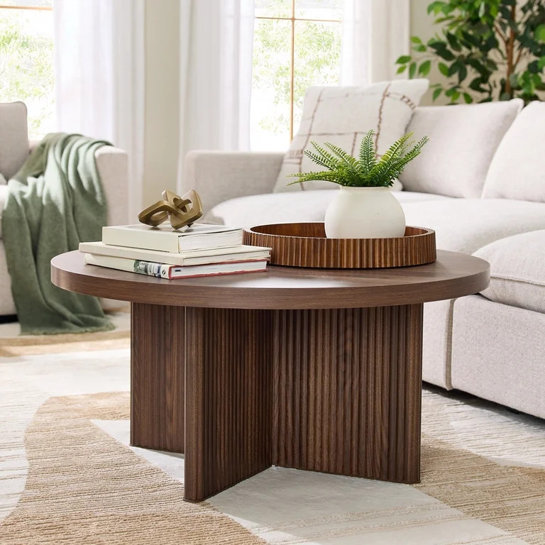 Better Homes & Gardens Lillian Fluted Coffee Table, Walnut Finish | Walmart (US)