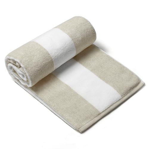 CLOWOOD Plush Oversized Beach Towel - Cotton 40 x 70 Inch Large Thick Chiffon Striped Cabana Pool Swimming Towel | Amazon (US)