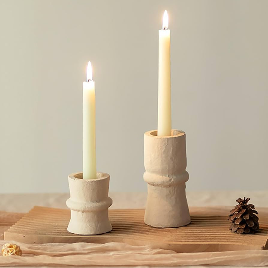 Romadedi Candlestick Holders Boho Decor: Taper Candle Holders Paper Mache for Living Room Modern ... | Amazon (US)
