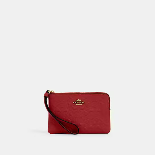 Corner Zip Wristlet In Signature Leather | Coach Outlet CA