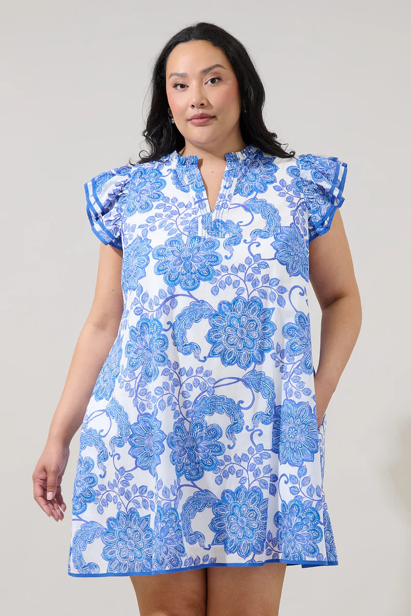 Merina Shift Mini Dress Floral Curve | Sugarlips