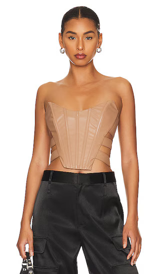 Corlie Faux Leather Top in Camel | Revolve Clothing (Global)