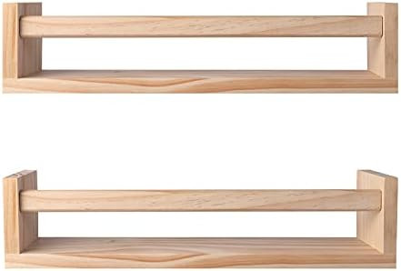 BIROLA Nursery Shelves,Set of 2 Naturel Wood Floating Wall Bookshelf for Kids,Nursery Shelves for... | Amazon (US)