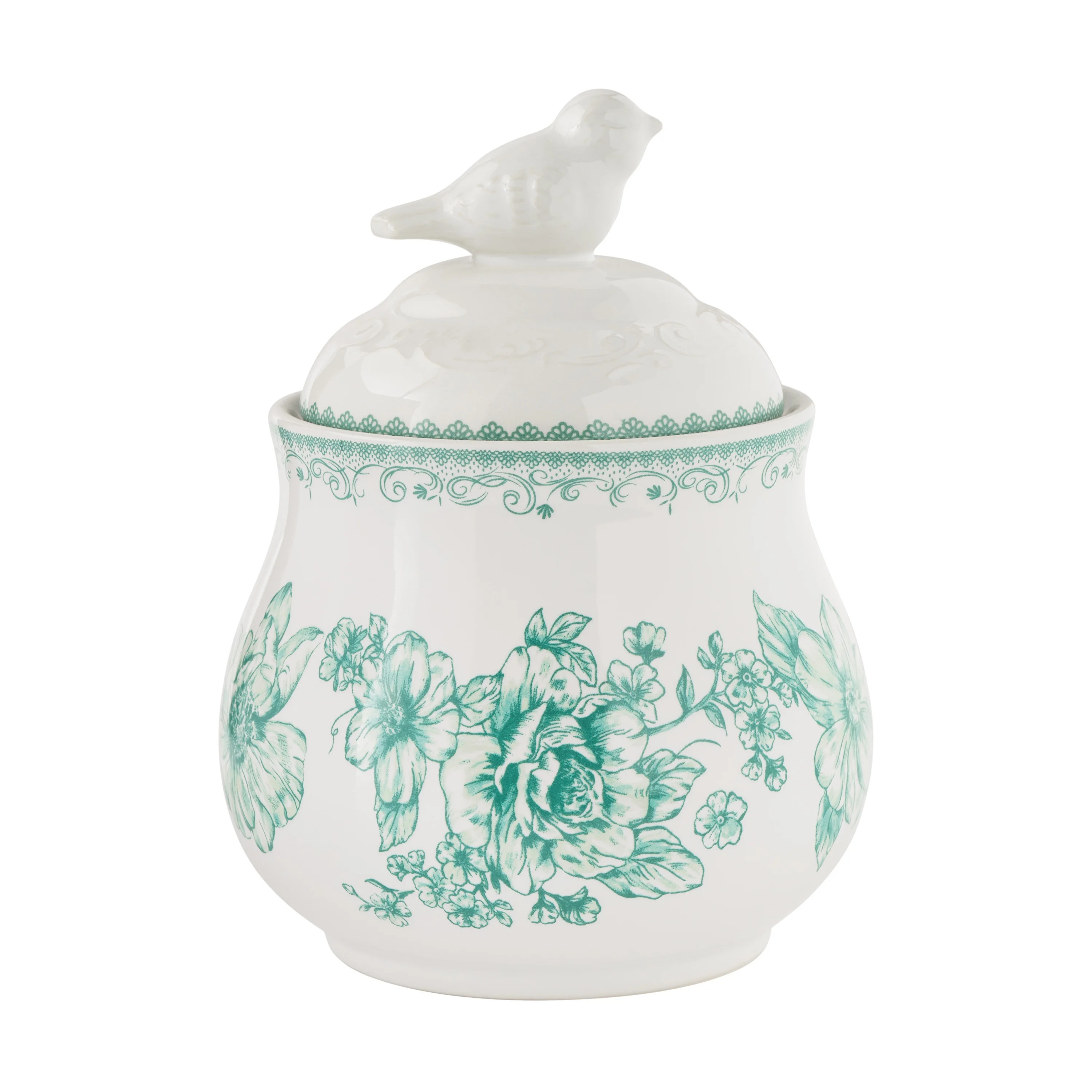 The Pioneer Woman Agatha Stoneware Sugar Bowl with Lid, Green | Walmart (US)