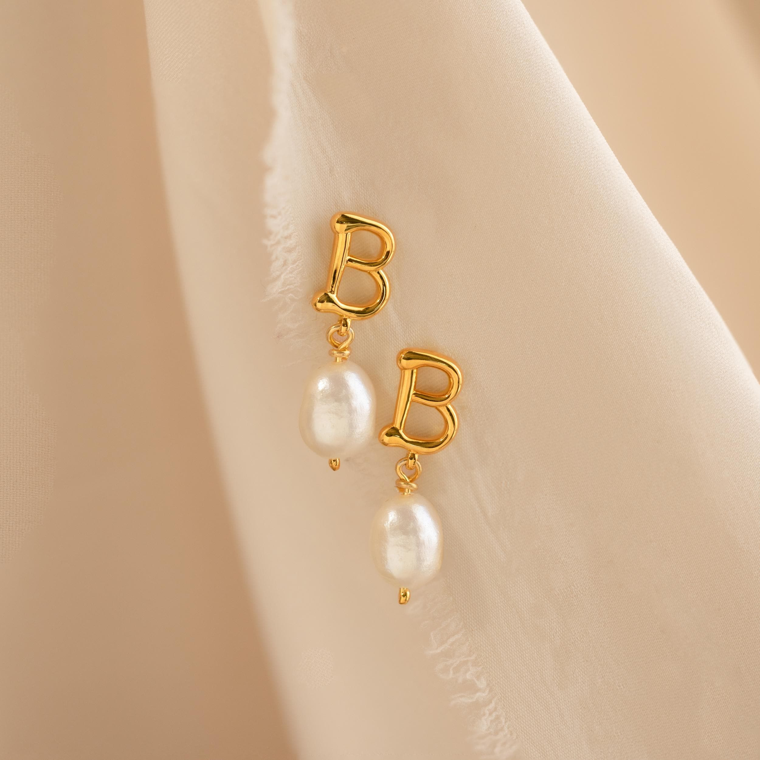 Initial Pearl Drop Studs | Caitlyn Minimalist