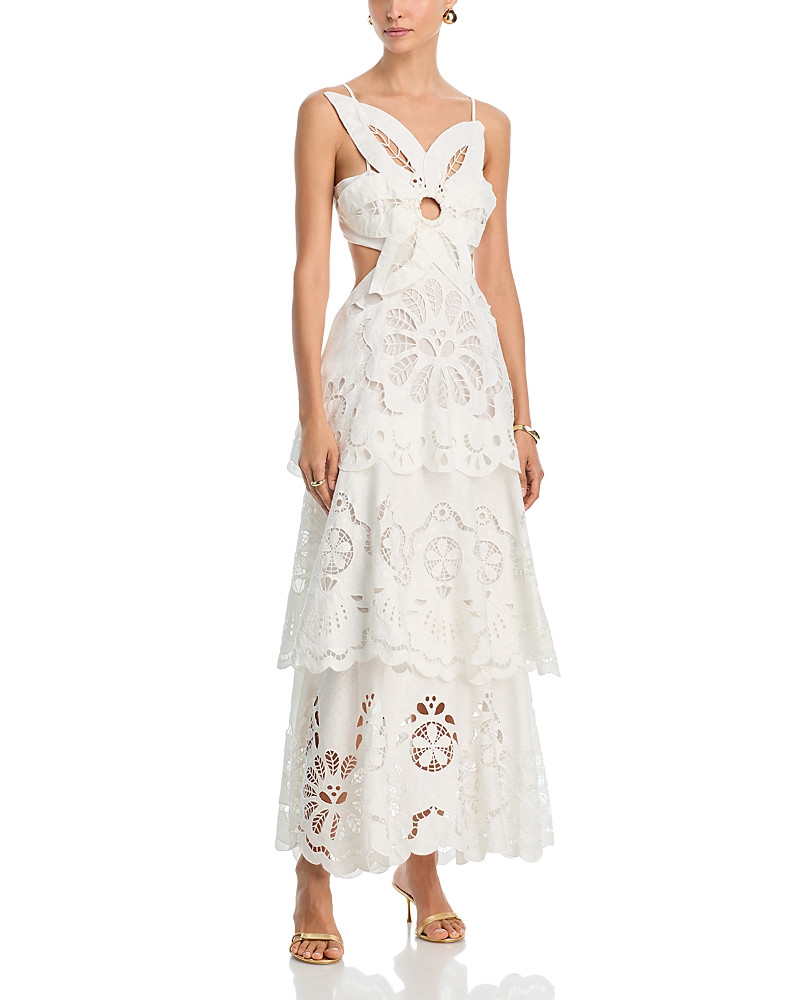 Farm Rio White Floral Richelieu Eyelet Maxi Dress | Bloomingdale's (US)