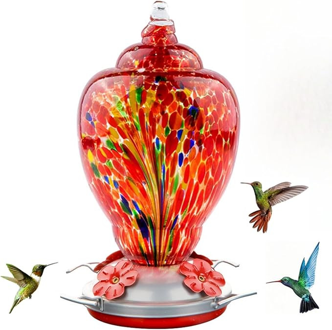 WOSIBO Hummingbird Feeder for Outdoors Patio Large 32 Ounces Colorful Hand Blown Glass Hummingbir... | Amazon (US)