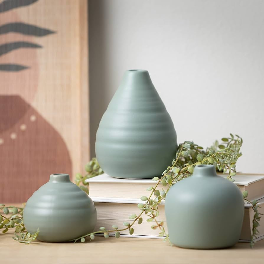 Sullivans Ceramic Vase Set- 3 Small Matte Sage Green Vases, Modern Home Décor, Modern Farmhouse;... | Amazon (US)
