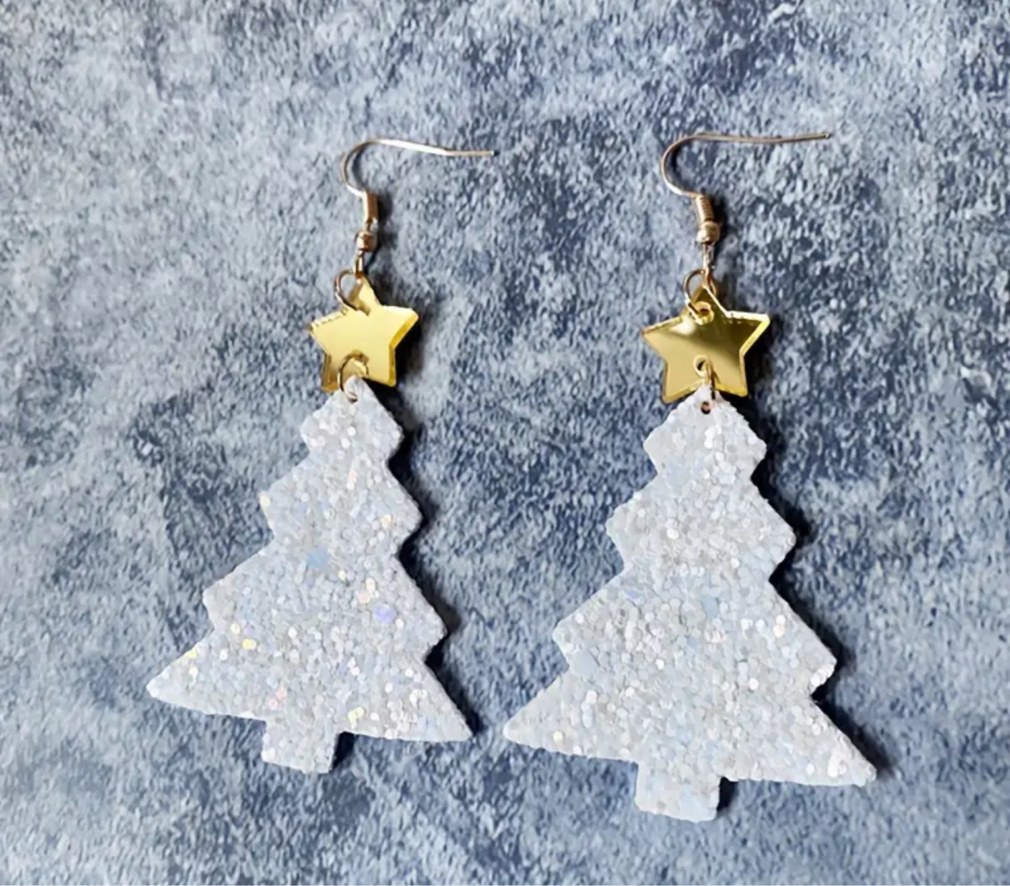 Glitter Christmas tree earrings 