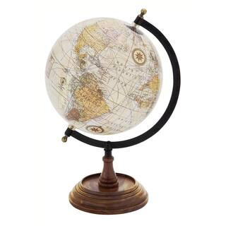 13 in. Brown Mango Wood Decorative Globe with Wood Base | The Home Depot