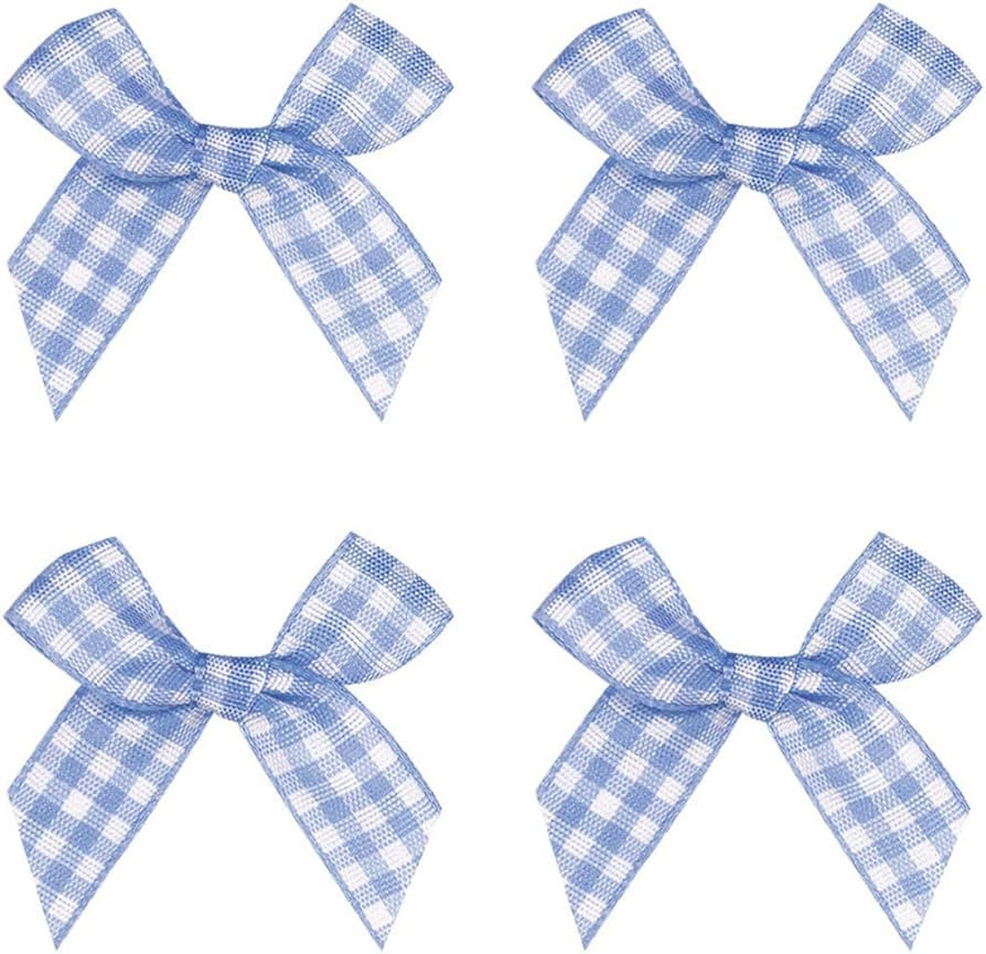 Gingham Craft Ribbon Bows Mini Checkered Ribbon Flowers Appliques for Sewing, Gift, DIY Craft, We... | Amazon (US)