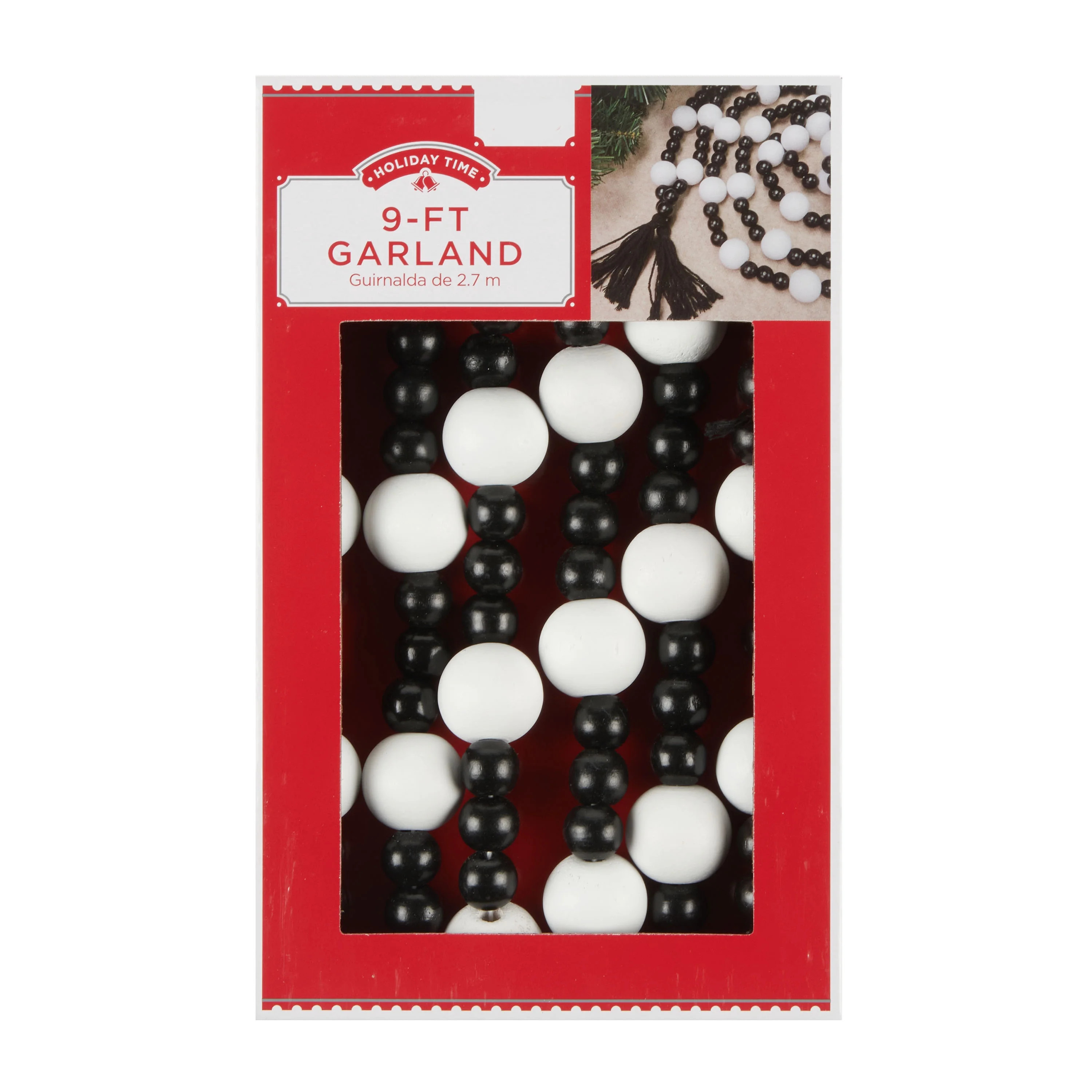 Holiday Time Black and White Bead Garland, 9' | Walmart (US)