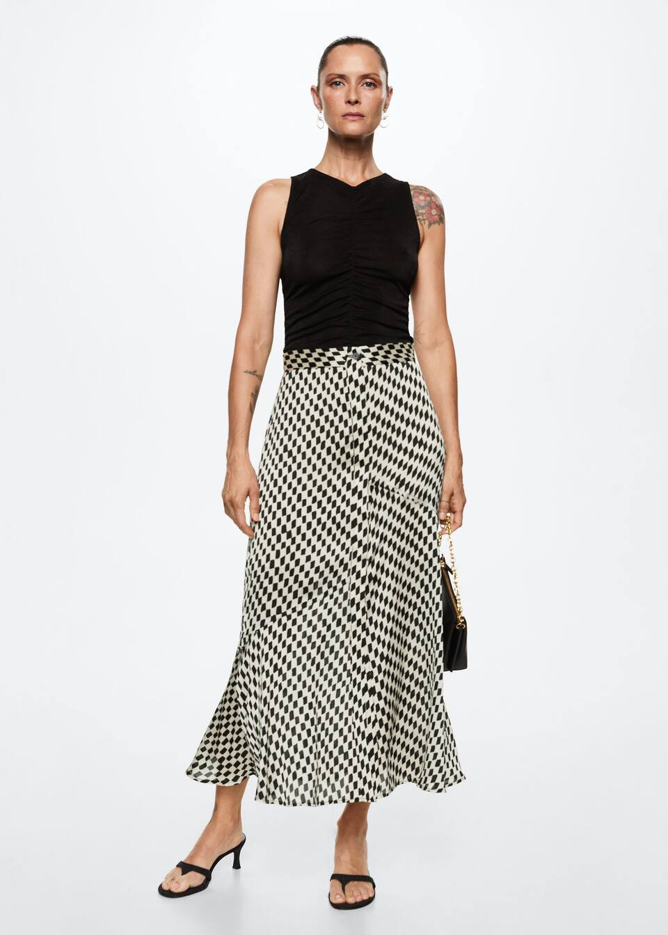 Printed skirt with seams | MANGO (US)