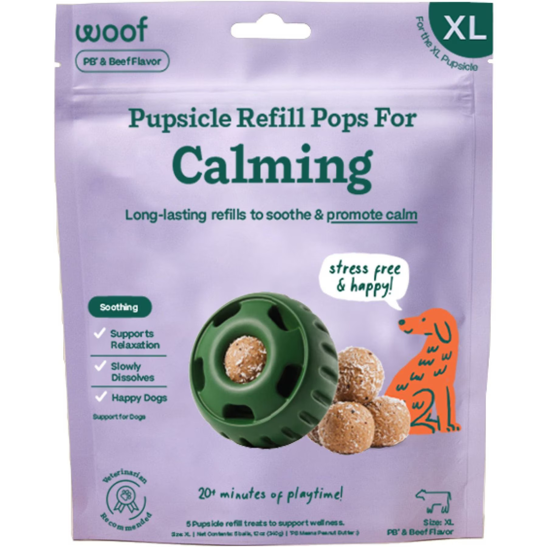 Woof Pupsicle Pops Refills Calming Beef Grain-Free Lickable Dog Treats, X-Large, 5 count | Chewy