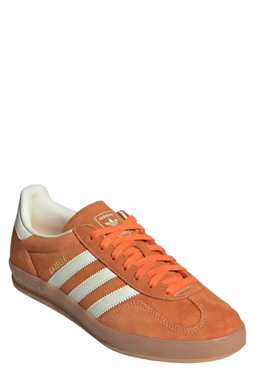 adidas Gazelle Indoor Sneaker in Orange/off White/gold Metallic at Nordstrom, Size 11.5 | Nordstrom