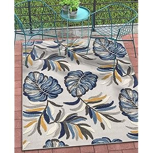 Well Woven Dorado Wilmington Blue Modern Tropical Leaves 5'3" x 7'3" High-Low Indoor/Outdoor Area... | Amazon (US)