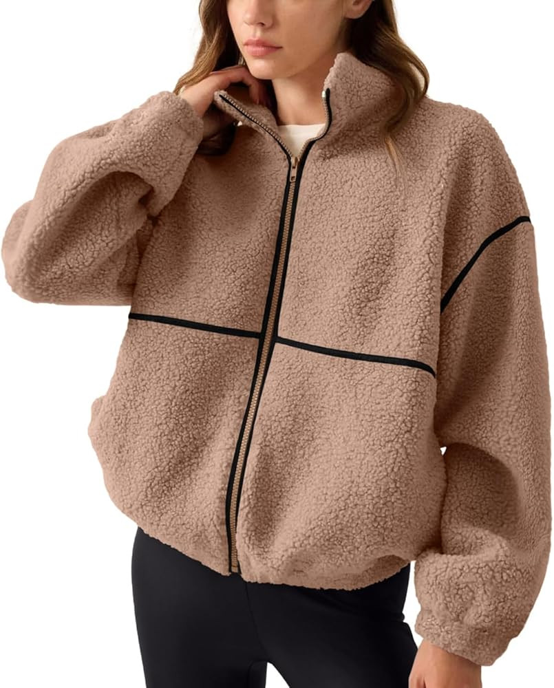 LASLULU Womens Fuzzy Sherpa Fleece Jacket Zip Up Oversized Sweatshirts Long Sleeve Winter Clothes... | Amazon (US)