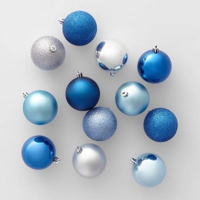 50ct Shatter-Resistant Christmas Ornament Set Dark Blue and Silver - Wondershop™ | Target