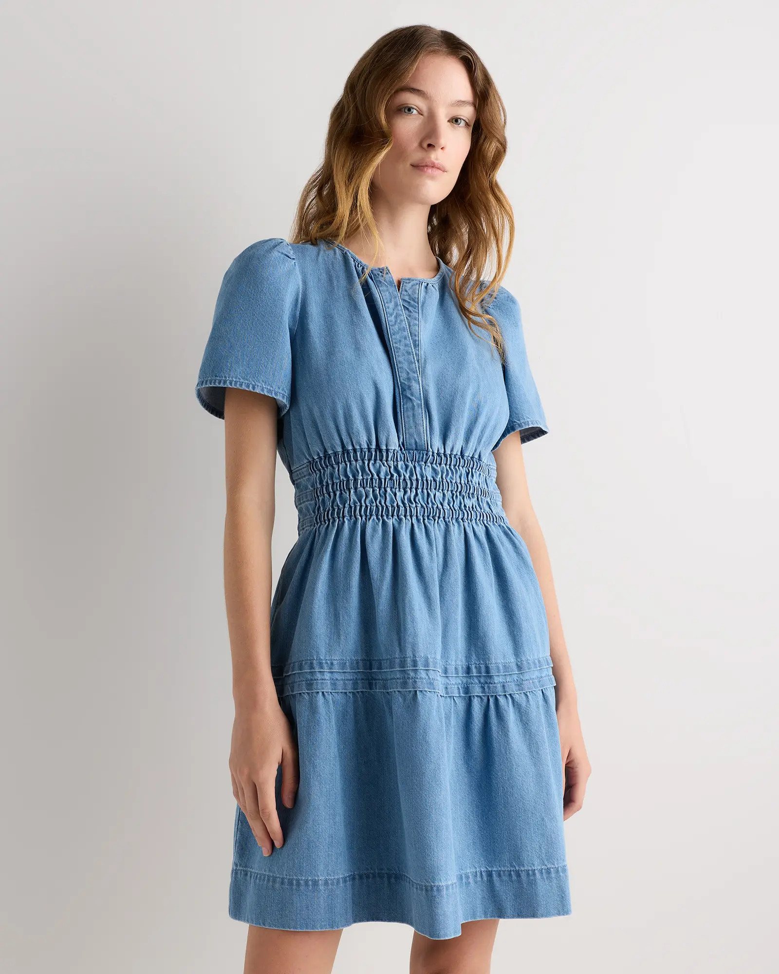 Organic Denim Tiered Mini Dress | Quince
