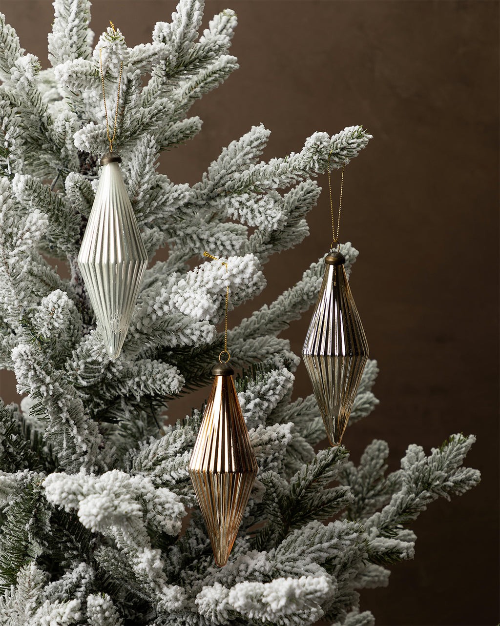 Golden Ribbed Ornaments (Set of 3) | McGee & Co.